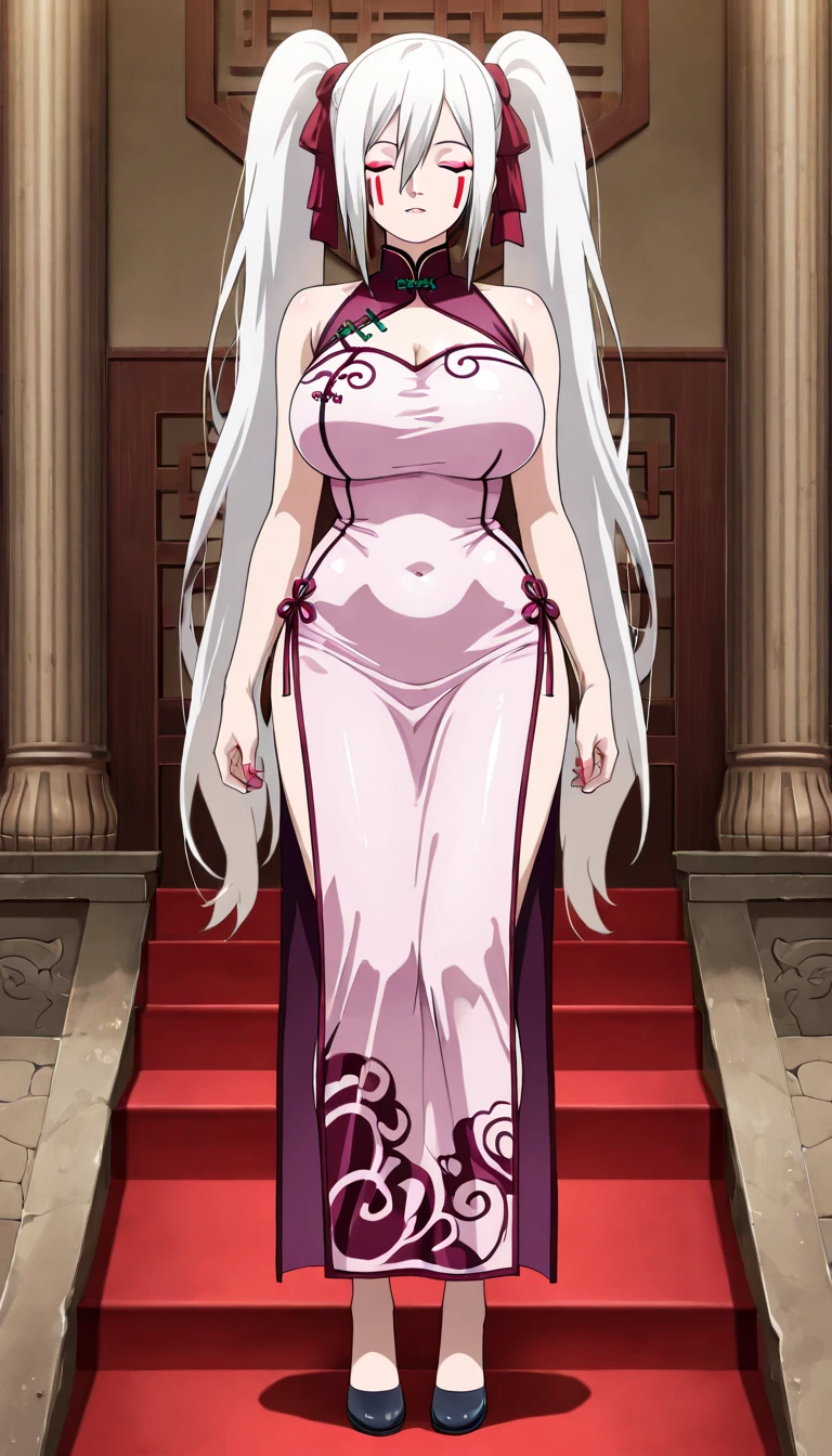 ,(Masterpiece),(Best Quality),(ultra detailed),(best illustration),(best shadow),(absurdities),(detailed background), My Naruse, 1 girl, In a dreamlike mansion surrounded by lush gardens and serene ponds, she exuded a beauty that seemed straight out of a fairy tale. Adorned in a magnificent pink gown that cascaded in soft, flowing folds, every detail of the design accentuated her slender, elegant figure. The blush pink hue of the dress echoed the softness of her rosy cheeks, while her smile, radiant and warm like the afternoon sun, illuminated the room with its own light.
Her fiery red hair, like dancing flames, was elegantly styled to reveal her delicate neck. In her eyes, a charming blend of red and pink hues, sparkled a glint of joy and serenity, reflecting the harmony of the opulent surroundings that enveloped her.
As she strolled through marble-floored halls adorned with crystal chandeliers that twinkled like stars, each of her steps was a graceful dance that captured the attention of all present. Her presence was like a visual poem, a perfect fusion of natural elegance and irresistible charm that left everyone in awe on that memorable night in the mansion.