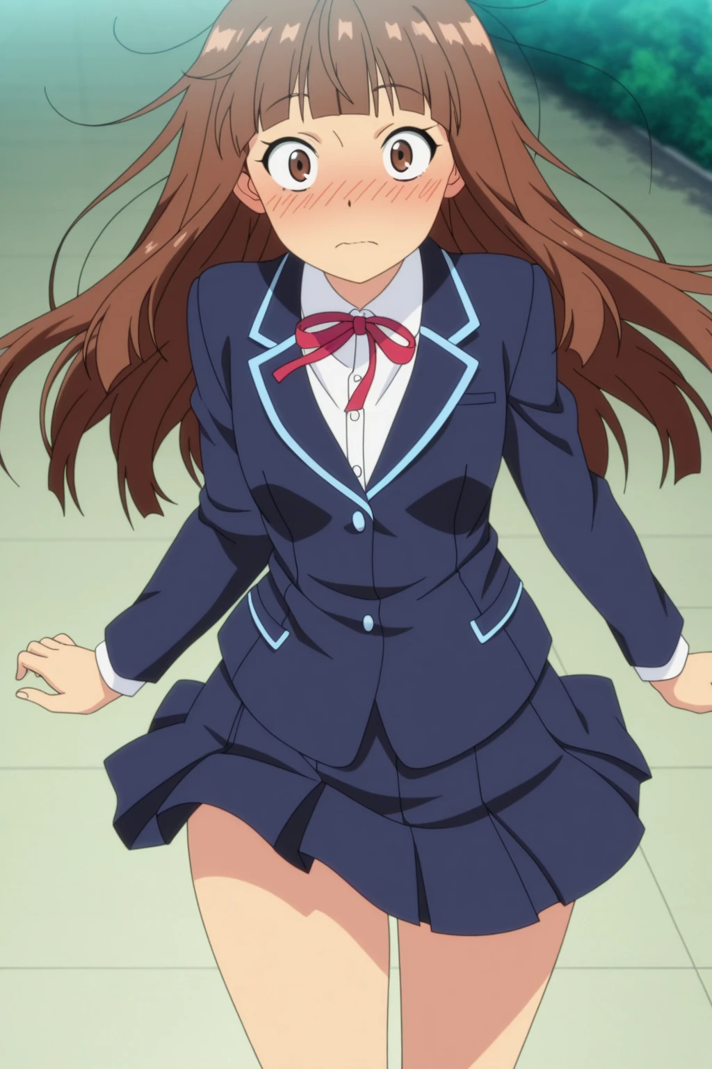 score_9, score_8_superior, score_7_superior, sauce_anime,
Samakoya, Matama Akoya, Long Hair, Brown Hair, Green Eyes, Multicolored Hair, Aqua Eye, two side superior, Striped Hair,
skirt, shirt, Knee socks, bow, , Jacket, white shirt, black Knee socks, bowtie, red bow, zettai ryouiki, button, blue Jacket, red bowtie, grey skirt, high-waist skirt,
indoor, stage, stage lights, concert, Tied up with rope,gag,Struggling,blush,Painful expression,