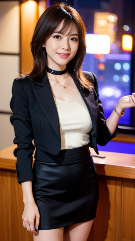 Erotic,selfie,tilted head,((realistic lighting, highest quality, 8ｋ, master piece: 1.3)), clear focus: 1.2, 1 milf(Rose), wide angle lens, medium breasts,cleavage,beauty of perfect figure: 1.4, ((dark brown hair, half updo)), (suit and jacket under shirt and pants: 1.4), (At the office: 1.8), super detailed face, fine eyes, smile、