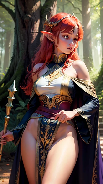 (Todd McFarlane art style), (human), (Midna), (highly detailed:1.2), (detailed face and eyes:1.2), (large breasts:1.2), (teal skin:1.3), (detailed orange hair:1.2), (whide hips), wearing (elegant transparent robe:1.3), (amber sclera), (line tatoos:1.2), (red eyes:1.2), (breasts bulging:1.3), (cameltoe:1.2).