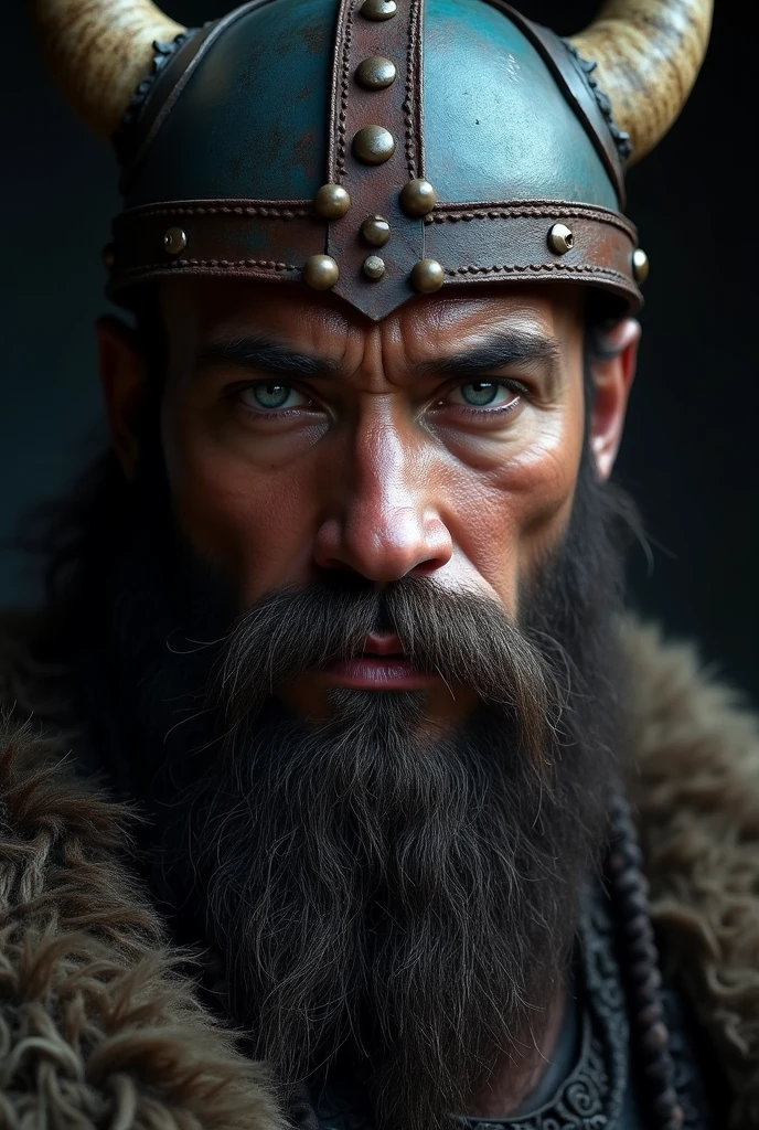 photograph of a viking warrior with dirt in his face, broad shoulders, armor, heroic, beard, pronounced cheekbones, cloudy, masterpiece, best quality, high quality, 4K, trending, hard ring light, 50mm