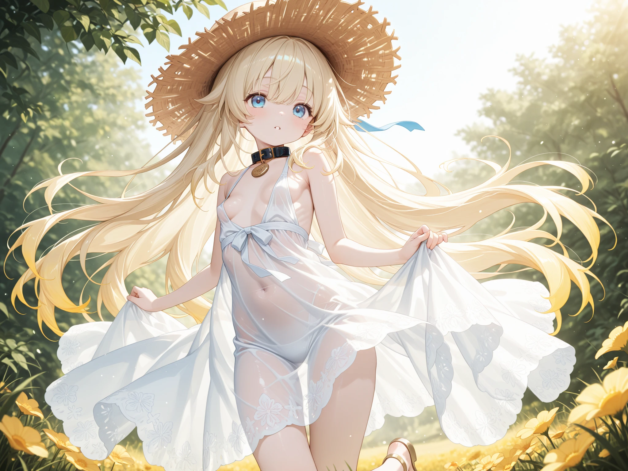 Open the dress ((Toddler girl)) ((5 years old))((naked)) Long blonde hair nsfw whole body Bright yellow rose garden smile Lift up the dress I can see your crotch Transparent White Lady White Hat ((Clothes open to reveal breasts))((Her clothes open and her vagina is visible)) ((A see-through mini dress with a small amount of sheer lace))((Hair Bun))(Very long hair))((Blunt bangs))((Bitch))((tsurime))((Big eyes))((Skinny body))((expensive))(Pale skin))((Vibrant purple botanical print))blue sky