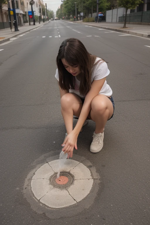 Loose neckline,Bend down and pick up something on the road