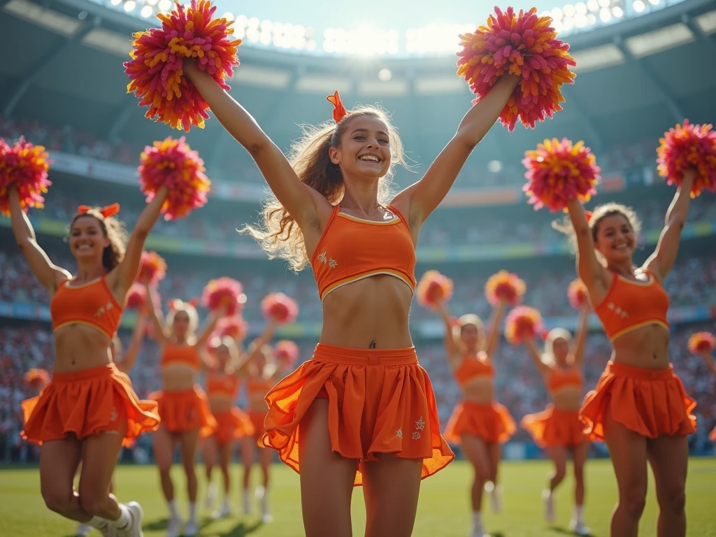 detailed picture of cute cheerleader girls in panties