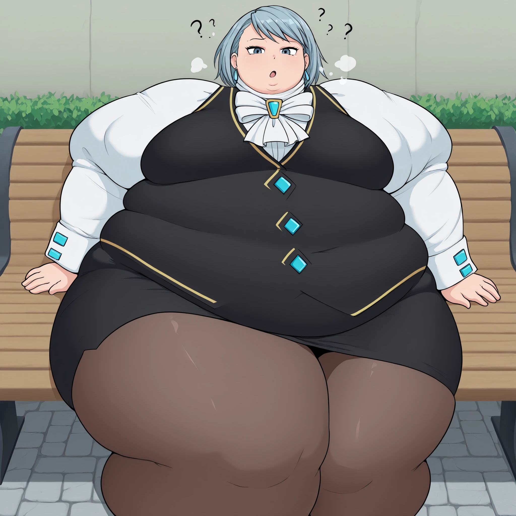 masterpiece, best quality, 1boy, neuvillette, long hair, blue hair, suit ,Pants,ascot, ((Better face and Eyes:1.7)), background: throne room ,(high_aesthetic), fat ,((Immobile:1.5)), Wide Hips, Thick thighs, Giant ass, Embarrassed, being Surrounded by food , Ripping Clothes:1.4)),((pear_shaped_body,)),((belly_bigger_than_body:1.5)), Fat face:1.4
