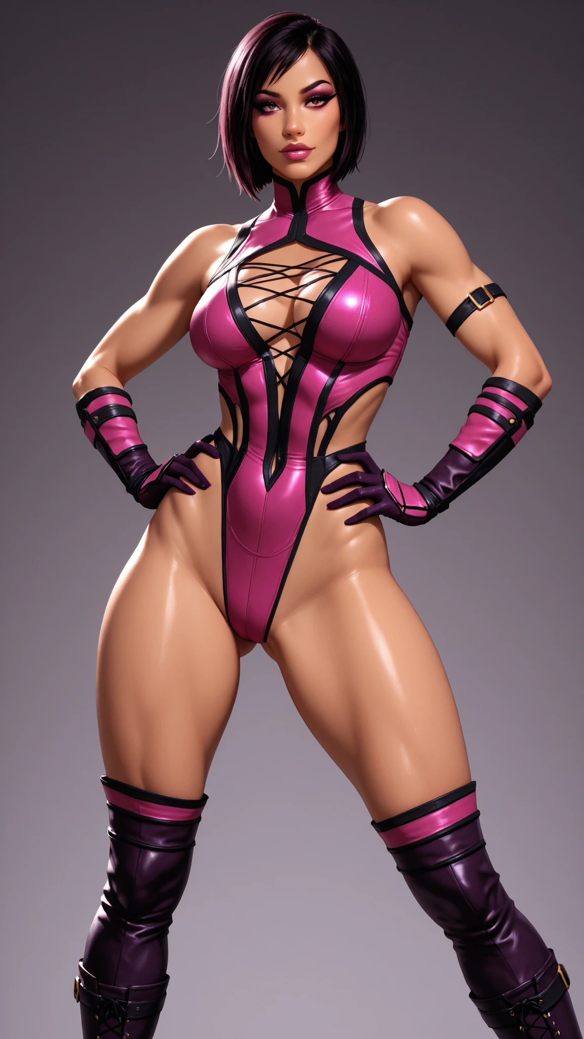 Sherry purple hair. A girl handcuffed and bound in chains, full body view, hands on glass breasts on glass ass on glass window fog water drop