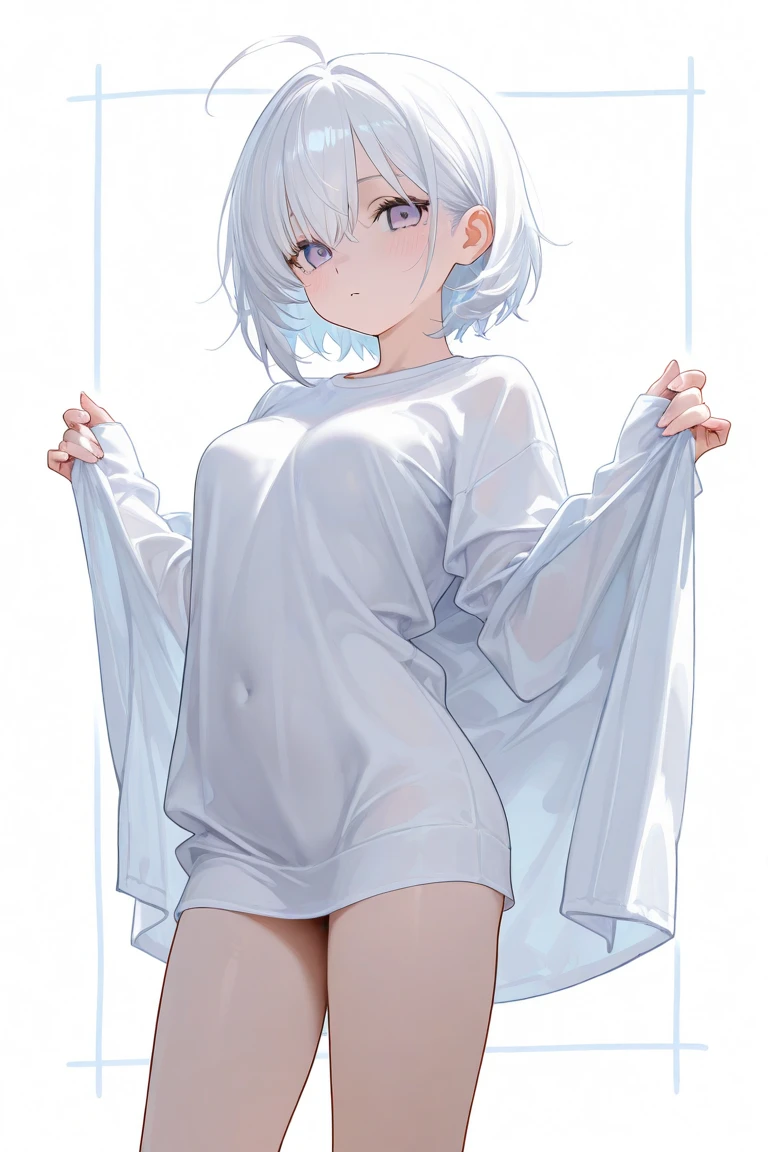 panties, (white), white hair,