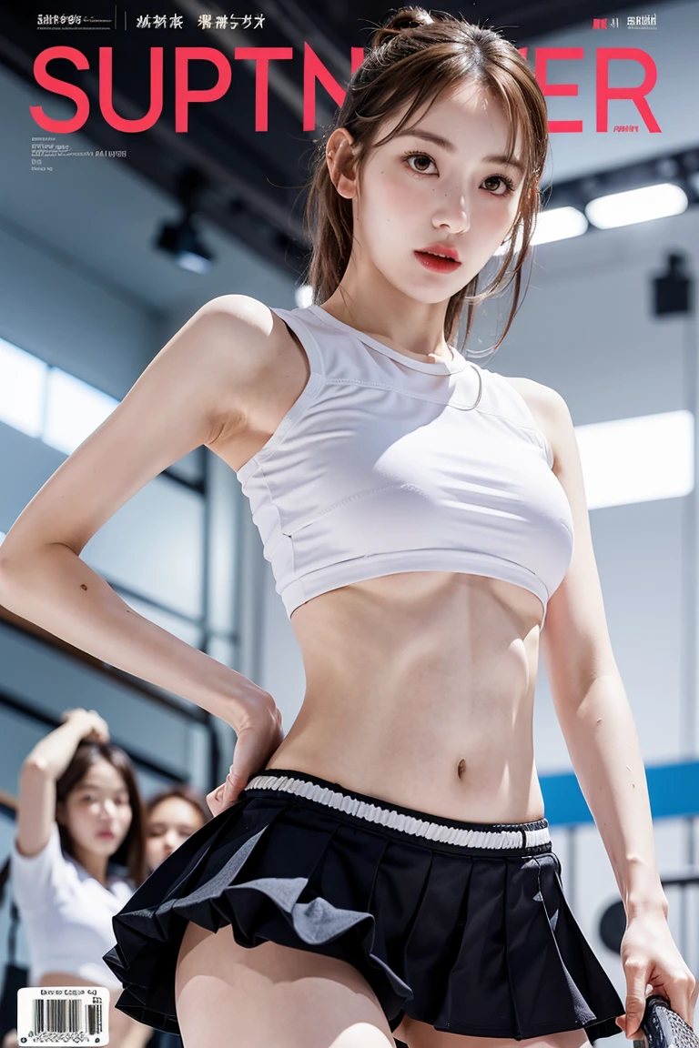 1 girl, (Face the audience:1.8)，Solo, Running, Gray Track Top,plain face ，Pink shorts, pony tails, Liuhai，Bigboobs,Athletic figure，Black hair，Dynamic brushstrokes，Smooth movements，Capture the essence of her sportsmanship and energy，Light and pastel tones create a dreamy and ethereal atmosphere，Portrays the movement and elegance of running，The wind blew her ponytail and clothes，and the landscape around her。exteriors，detailed back ground，Modern metropolis，