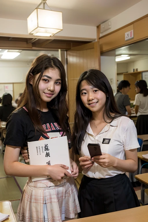 schoolgirls，junior school student，white skinned，The short ponytail is a bit curly
