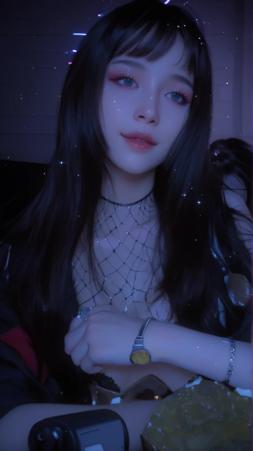 Perfect human body、Mine makeup girl、(((Black straight long hair)))、Glowing neon lights、Girls Bar clerk、Bar clerk、Pure white bar counter、girl serving alcohol、Neon and uv black light store interior、cyber 、(((The store and shirts glow under UV black light)))、numerous piercings in the ears、very Bigger breasts、ultra gigantic tits、Large cleavage、Stick out your big, shapely butt、maikurobikini、Black leather miniskirt or shorts、A store that looks like a spaceship、Liquor bottle reflecting light、Western liquor bottles on a shelf with a faint reflection、drinking cocktail、female gaki smile、cyber vision monitor、(Oil skin, gleaming skin、realistic skin textures、Detailed beautiful skin、Shiny skin、shiny white skin)))、Random angles、crouching down、crouching down