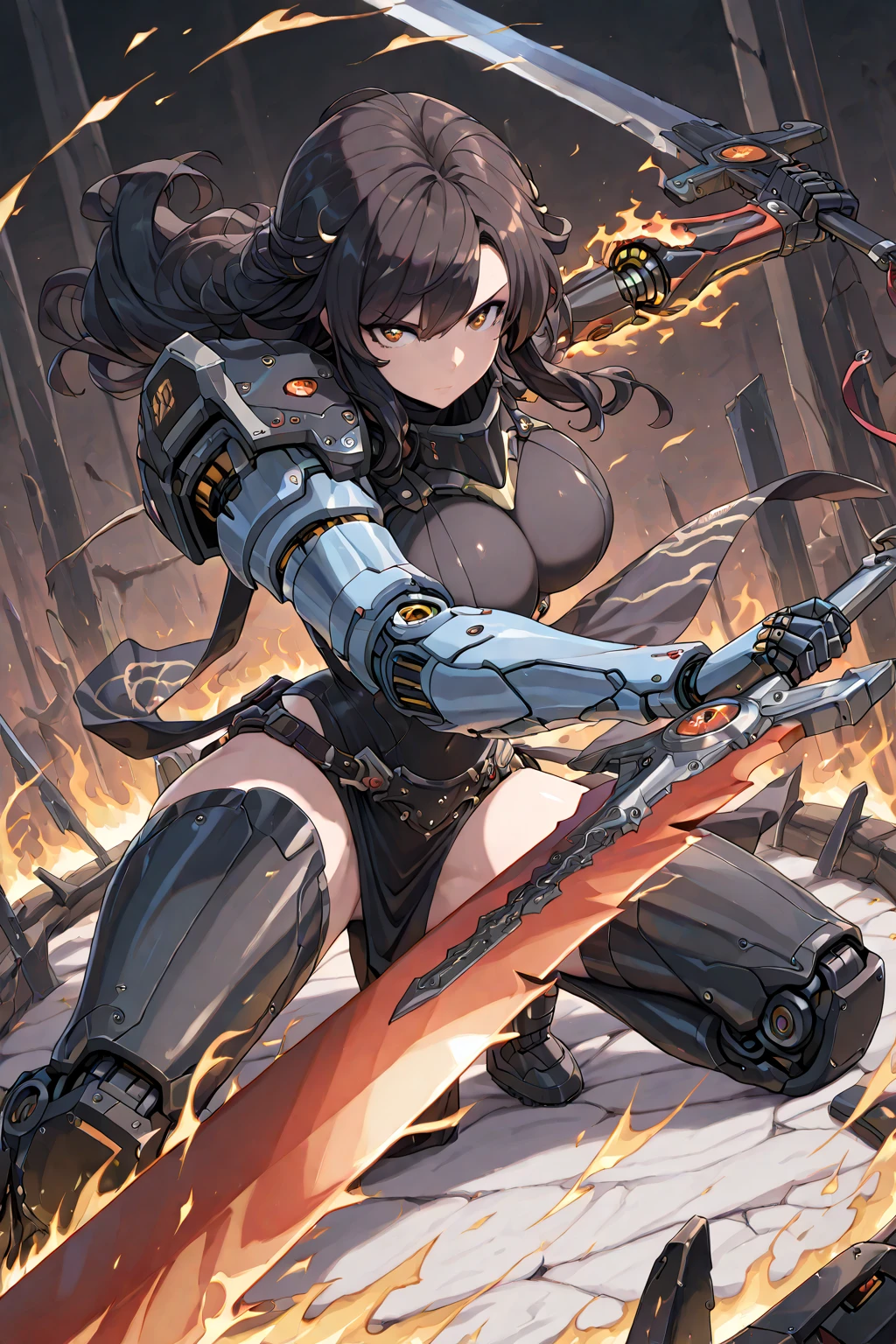 (masterpiece), (best quality:1.4), (perfect anatomy:1.4), high quality, expressive eyes, full body, tall girl, detailed face, beautiful face, perfect face, breasts, cleavage, gloves, A photograph of mid-twenties Japanese female android made of shiny white and silver translucent glass and plastic, geisha makeup and hairstyle, silver metal internal body mechanisms, dynamic pose, flowing organic construction, glowing golden circuitry, colorful neon trim, glowing circuitry, neon trim, depth of field focus f/2.8, art by H.R. Giger, Greg Rutowski, bodysuit, thick thighs, toned, emblem, superhero, dynamic lighting, 4k resolution, dynamic pose, weapon, energy weapon, cover, mecha musume, fortified suit, mechanical parts, headgear, robot joints, bodysuit, deva battle suit, gloves,