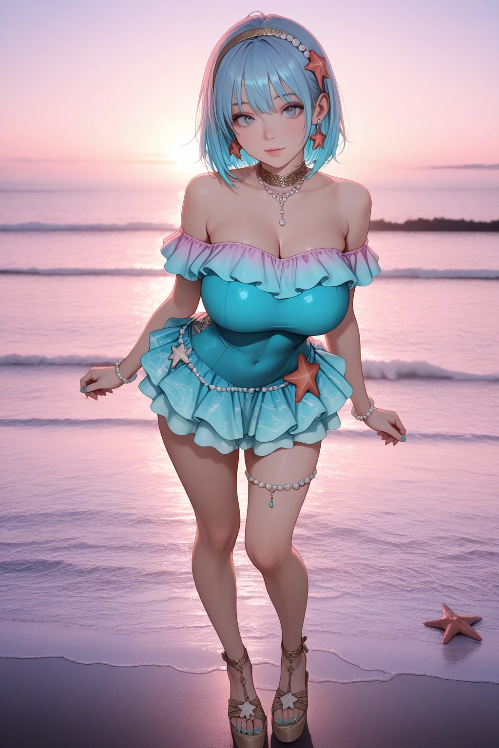 NSFW, hyper photorealistic, full-body view, Cuteness Pop Horror Style, ???? hottie slime in colorful slime costume, micromini bikini, Cameltoe, Heavenly Nightmare Asany Beach, super detailed