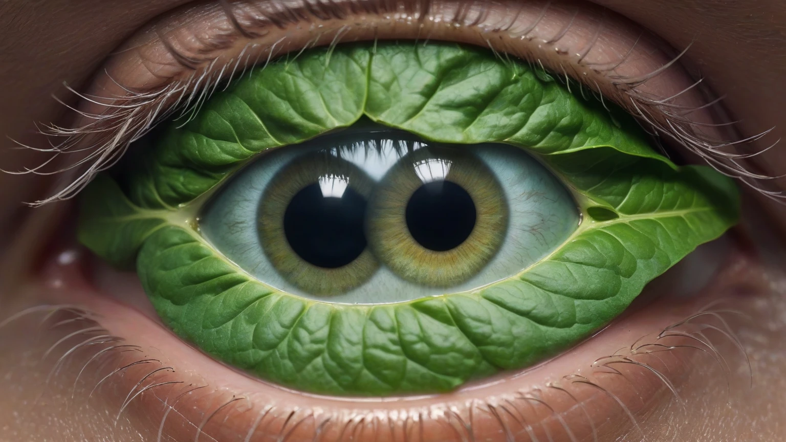 An image of an eyeball inside an apple, half-rotten, Eaten from inside, illustrating internal decay and neglect.