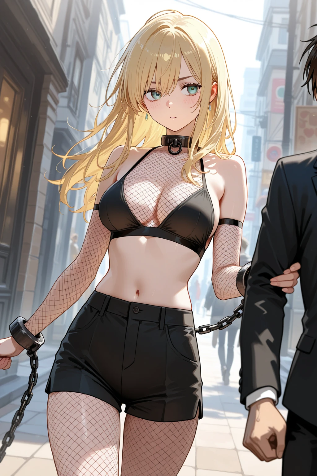 (Browsing Caution)、(alone)、Photorealistic perfect body、super high quality、Realistic Ultra HD、Japanese women、(Standing in a busy street at night:1.4)、(Underarm:1.5)、(Focus on the face:1.7)、(Huge breasts:1.4)、(Cleavage:1.5)、(Erotic small bra:1.5)、(Erotic G-String:1.5)、(Medium Hair)、(Blonde:1.3)、(garter belt:1.5)、(Knee-high socks:1.5)、(Baby Face:1.1)、(smile)、(Dark eyeshadow、Thick eyeliner、Gal-style earrings、Gal style bracelet、Gal Makeup)、(Cleavageに埋もれたギャル系ネックレス:1.3)