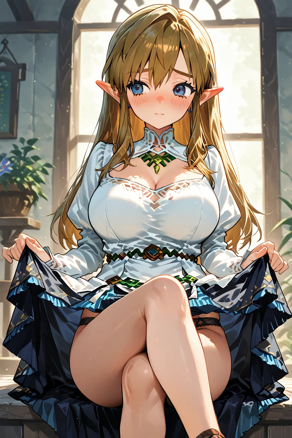 (((Masterpiece))), (((Highest quality))), ((Ultra-detailed)), ((Super fine illustration)), ((Ultra-fine painting)), (16K highest quality wallpaper:1.4), (Upper body:1.6), HDR, (Highly detailed and delicate illustration style:1.8), Detailed skin texture, Detailed cloth texture, Extreme detailed description, (T-masterpiece), (Highly detailed face:1.4), (Highly detailed fox ears:1.2), (Highly detailed (golden-brown) braid:1.2), (Highly detailed blue eyes:1.2), Original, RAW photo, Professional, Intricate details, Super details, (Perfect anatomy:1.4), (Highly detailed hands:1.2), (Highly detailed fingers:1.2), (Highly detailed fingertips:1.2), (Sexy), (Sexy), (27-years-old), (Solo:1.6), ((A beautiful and attractive (fox) female model:1.4)) BRAKE (Beautiful and adorable fox ears:1.6), (Highly detailed and delicate fox ears:1.2), (Beautiful and well-shaped big breasts:1.2), (Beautiful and well-shaped buttocks), (Beautiful and shiny (golden-brown:1.25) braid:1.6), (Highly detailed and delicate (golden-brown:1.25) braid:1.2), (Beautiful and clear blue eyes:1.6), (Highly detailed and delicate blue eyes:1.2), (Highly detailed face:1.4), (Smile:1.3), (Blush:1.2), (Looking at viewer:1.4) BRAKE (Short sleeve and cleavage sundress:1.4) BRAKE ((Highly beautiful and detailed lakeside background just after a summer afternoon:1.4), (Highly beautiful and detailed blue sky just after a summer afternoon:1.4)) BRAKE (NSFW) BRAKE