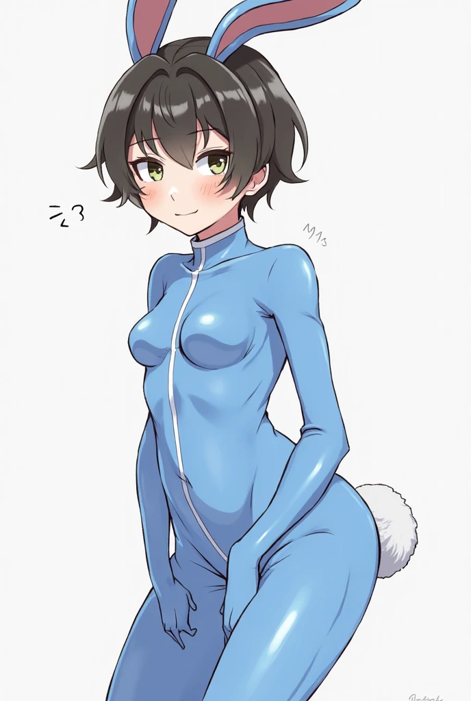 cat monster,cute,blue,short hair,little smile,nude,pubic hair,little smile