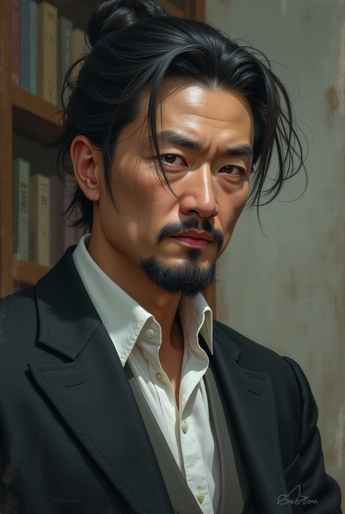 Pansheng is a man of about 35 years old，Thin and tall，Indifferent eyes