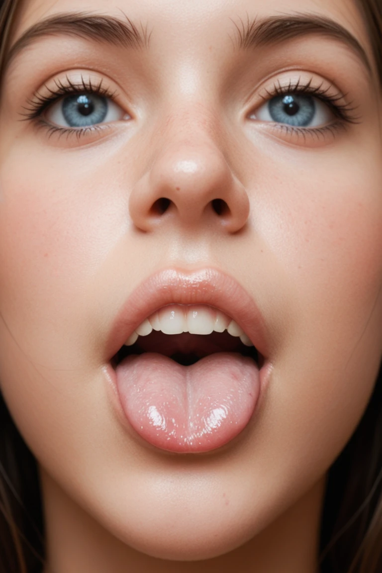 Tabletop,,Awards - Winning Photos, Very detailed, Focus your eyes, Nose and mouth,Face Focus, Woman with open mouth and closed eyes, Black camisole、18-year-old,Black-haired、Symmetrical face,Realistic nostrils、Angle from below、Frowning, Frowning, Sticking out tongue, ((Long Tongue,))Textured skin, Anatomically correct, Very detailedな,Browsing Caution,White Background、Sweaty skin、Lighting that highlights sweaty skin、((Nose hook))Skin shiny with sweat、Shiny、Scythmically correct tongue,One Tongue,Egg-shaped facial contours,