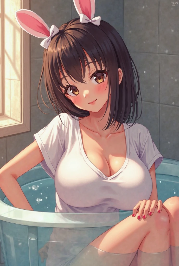 masterpiece,highest quality,Very detailed,One girl,alone,Scared,Panic,The pupils constrict,shout,Raise your eyebrows,Are crying,Eyes Wide Open, Swimsuit, One piece swimsuit, White swimsuit, Idol Master, Miho Kohinata, Black Hair, Short Hair, Watery eye, Punishment, Crying face, scream, I am in agony, Desperately struggling, whole body, shame, boiling water,steam, whole bodyが水槽の中, Bright red skin, Withstands the heat, Being boiled, Boiled in a pot,Ironing, Transparent bathtub, Constraints, Hanging