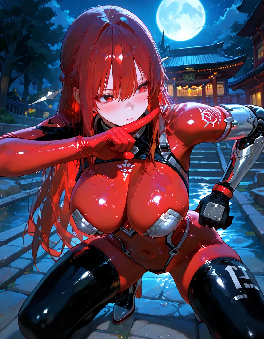 Top quality big breasted martial arts bodysuit blood