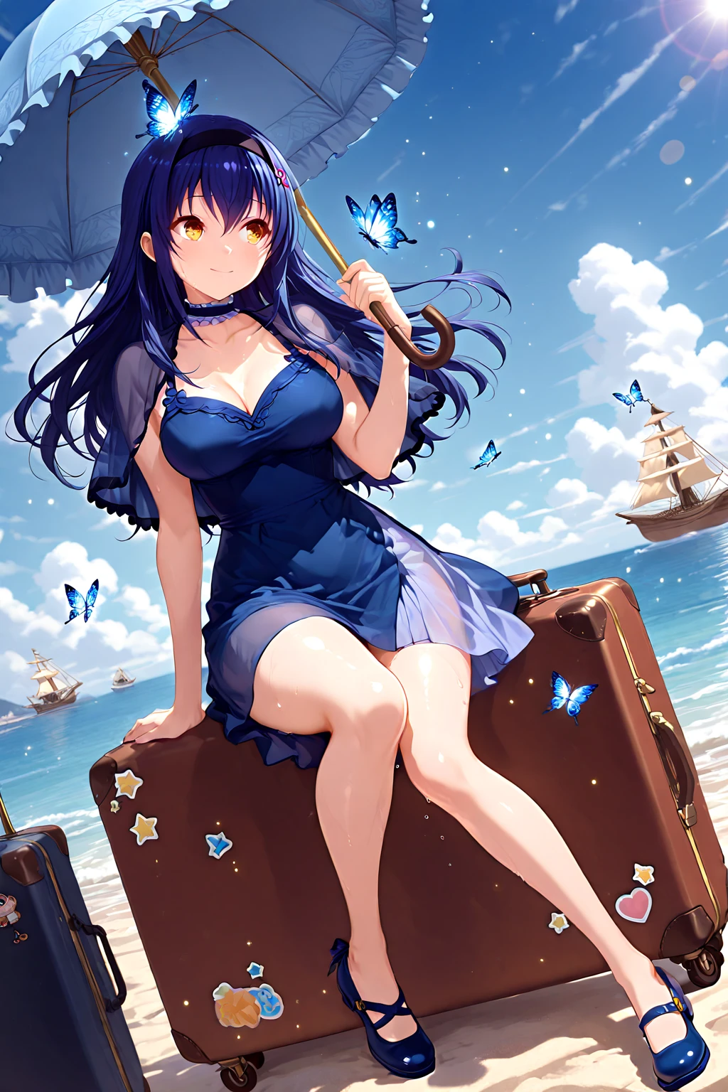 (masterpiece:1.2),best quality,(highres:1.2),(incredibly absurdres:1.4),(extremely detailed face:1.4),(highly detailed eyelash:1.6),highly detailed eyes,sharp details,high contrast,(shiny skin:1.2),beautiful fingers,elegant,elegant face,
(mature women:1.2),thick body,sexy body,hanging breasts,(massive breasts:1.2),perfect round breast,milf face,1girl,aircraft,airplane,animal,beach,beach umbrella,bikini,bird,black border,blue eyes,breasts,cloud,day,dove,hat,large breasts,letterboxed,lighthouse,long hair,looking at viewer,manjuu \(azur lane\),navel,ocean,official alternate costume,outdoors,pillarboxed,sand,seagull,sitting,sky,smile,solo,starfish,sun hat,swimsuit,transparent background,very long hair,water,watercraft,wet,white,
