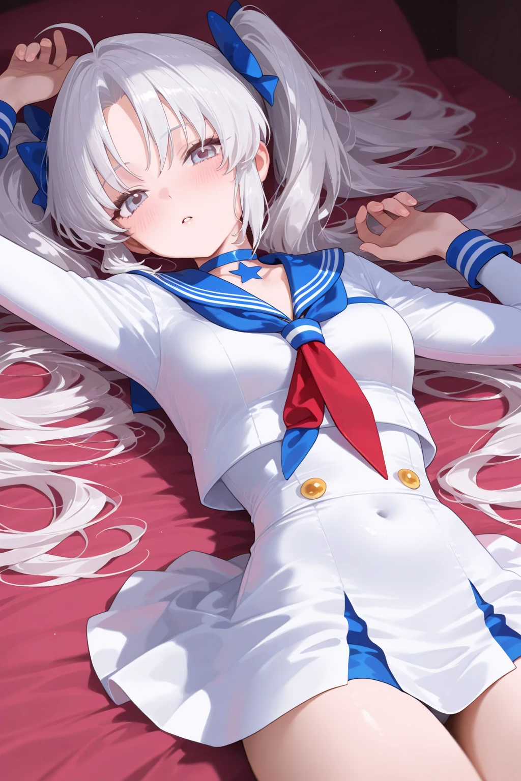 (masterpiece), (highest quality), Super detailed, perfect face, perfect body, 1 girl, beautiful girl,smile、clear、 sailor suit black、leotard、stand,sexy, white pantyhose、