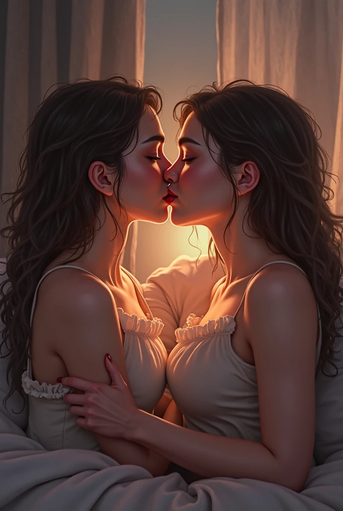 Two women kissing