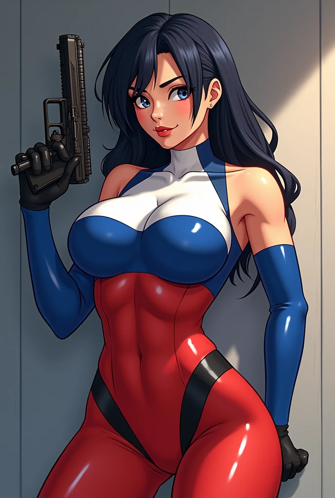 jessie, team rocket, nsfw, best quality, highres, photorealistic, 8k, red hair slicked back, blue eyes, sharp focus, large breasts <lora:teamrocket:1><lora:odanon:0.3>