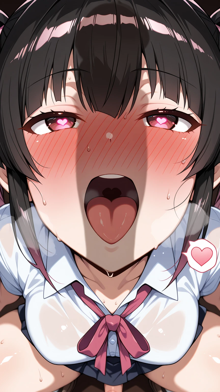 1boy,1woman,mature woman,???????,woman,black hair,woman focus,look up,sweaty,bukkake on face,naughty bunny costume,at nightclub,???,detailed skin,no bangs,(blushed and happy),shaking effect,short hair,looking up,teary eyes,excessive ??? on tongue