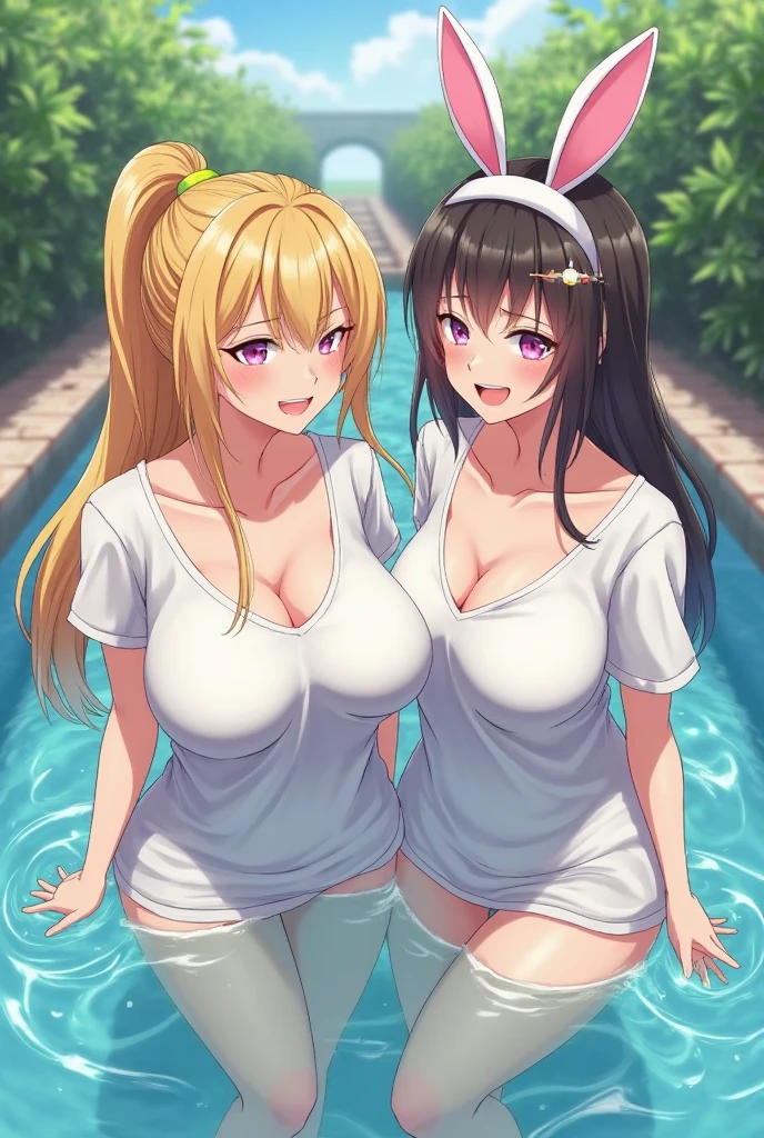 2lady(different hair style), ((ultra-quality)), (Bukkake:1.5), (side view), (profile), (from side), (side colossal tit:1.6), (in 8K), (arms behind back:1.5), (arms are down), ultla highres, Hyper Detailed, High contrast, Ultrafine Strike, creative refinement, absurdres, Realistic, extremely detailed CG unified 8k wallpaper, Highly detailed, High-definition raw color photos, professional photograpy, Realistic portrait, Cinematic Light, Beautiful detailed, 28 years old woman, (realistic skin:1.3), (shiny skin), (Best Quality:1.4), Super Detail, High quality, master piece, lifelike, (After SEX), Bukkake, Perfect face, (cum on chest:1.5), (Bukkake:1.5), (covered by lot of cum:1.3), (Sharp Focus), (upper body), (close up), Delicate Beautiful Hair and Eyes and Face, Delicate eyes, radiant eyes, Lifelike, Hyper-detailing, (Silk sexy dress:1.3), (bare shoulder), (sleeveless), (no bra), (covered breasts), (mini skirt), (see-through), (Sheer areola:1.1), (colossal breasts:1.6), (big breasts:1.5), (Beautiful breasts:1.5), (smooth stomach), (covered nipples:1.4), (arms behind back:1.3), Beautiful cute woman, camel-toe details, (SFW), wet clothes, (slim body), slim, wet, pale black eyes, (bob cut), (medium hair), (long bangs), (night unpopular private beach:1.2)