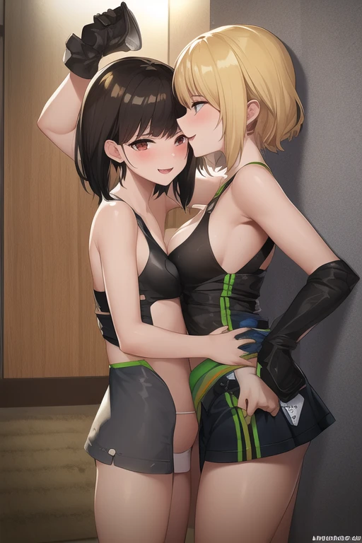 photo of 2 girls.
1 girl, a lesbian, 16 years, perfect face, masterpiece, good, underwear, black_good, black_panties, kisses 2 girl.
2 girl, lesbian, 16 years, perfect face, masterpiece, good, mother, pink_panties, 1 girl pressed against the wall 2 girl, kisses 1 girl.
