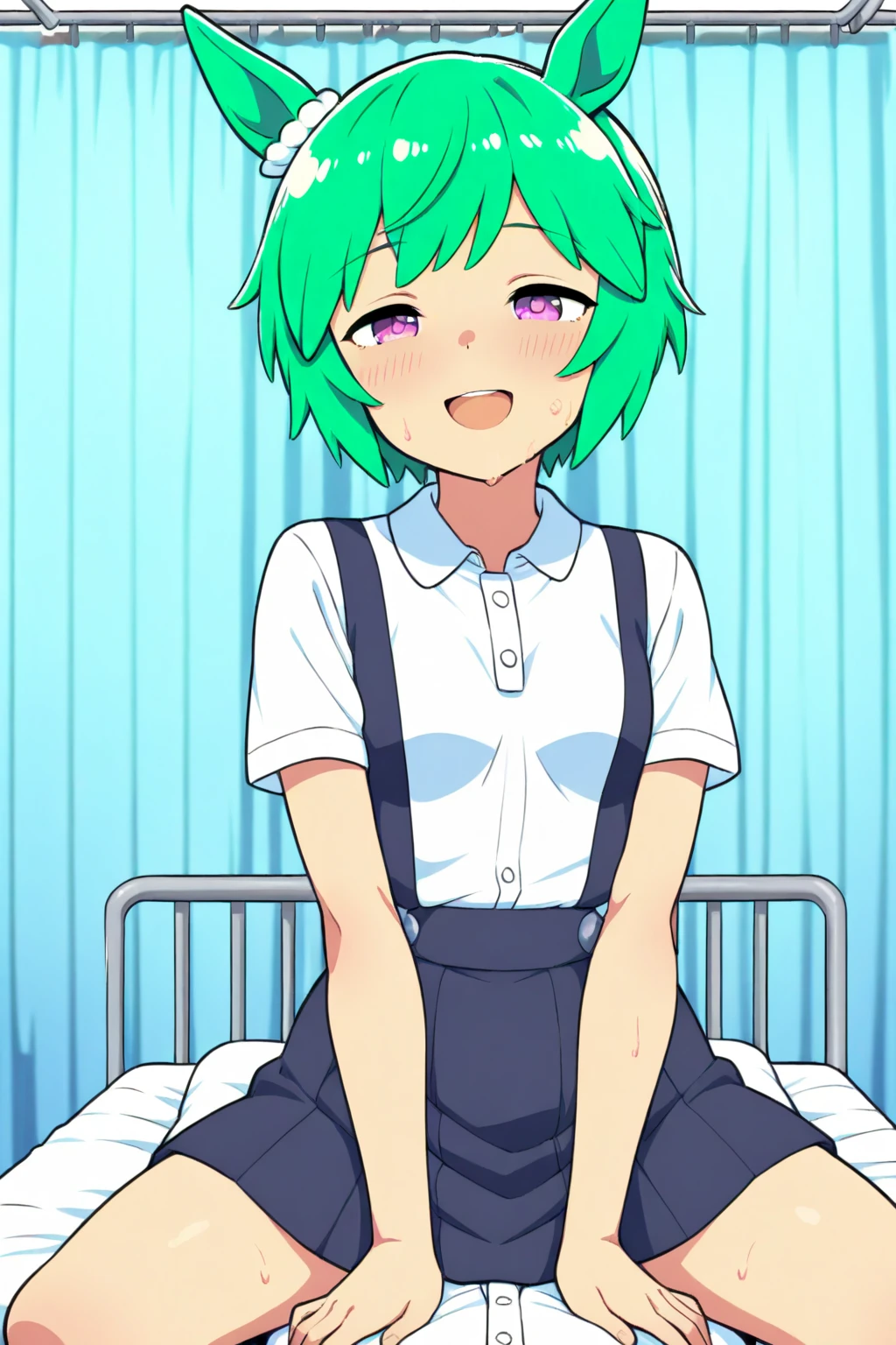 (best quality, masterpiece:1.2), illustrations,
a cute girl, cute face, kawaii, early teens, 15-year-old, very lovingly face,
short ponytail, pale green hair, shiny hair,
medium breasts,
BREAK fairy dress,
BREAK (orgasm face, closed eyes, aroused, open mouth, gasp, blush cheeks, saliva trail:1.2),
BREAK (female masturbation, crotch grab, lying on back, spread pussy, girl spread legs:1.4), pussy juice,
indoor, bedroom, on the bed, from above,