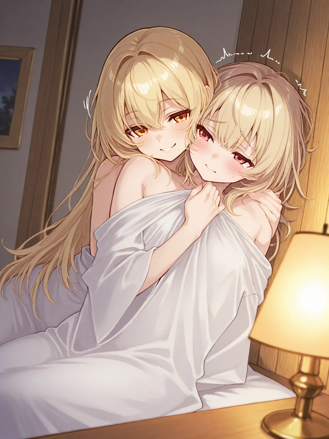 Highest quality、Ultra-high resolution、Fantasy、roleplaying game、The first is a small, naked Hobbit girl with no clothes on, looking embarrassed.、sitting on a low chair、In the bedroom、night、Pushing your hips forward、Big Breasts