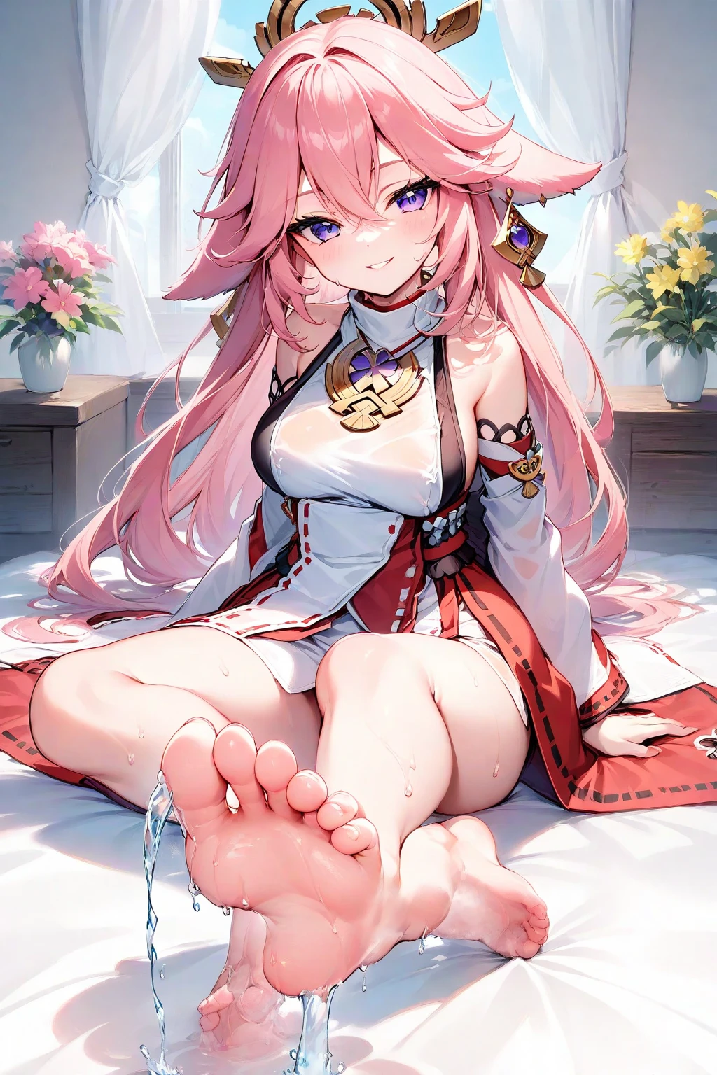 Girl pink fox uniform stockings