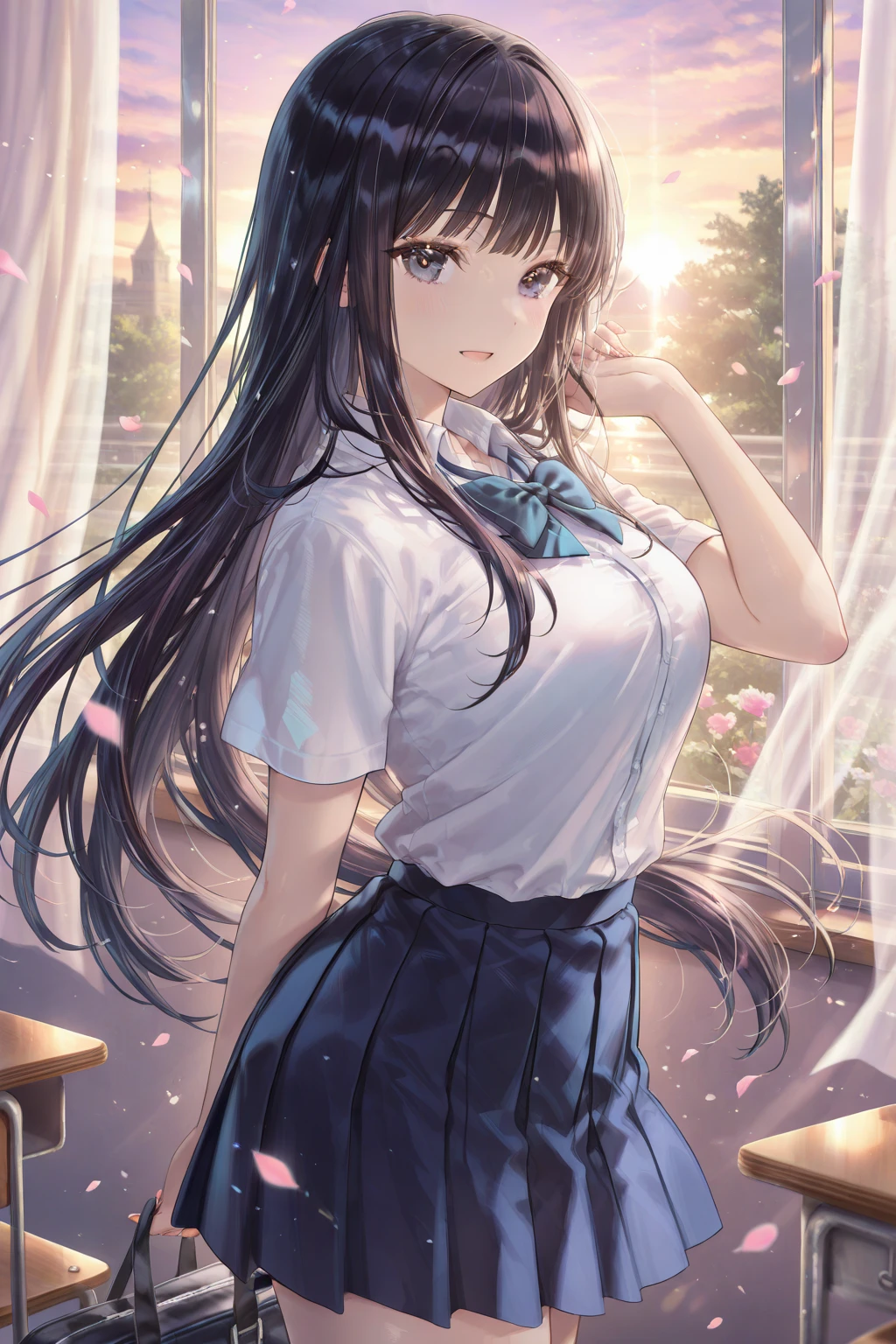 ulzzang-6500-v1.1,(raw photo:1.2), (photorealistic:1.4),Beautiful Meticulous Girl, very detailed eyes and faces, Beautiful detailed eyes, absurderes, unbelievable Ridiculous, hugefilesize, ultra - detailed, A high resolution, The is very detailed,best qualtiy,tmasterpiece,kemomimi,((Japanes girl' high school uniform)),illustratio,The is very detailed,CG,unified,8k 壁纸,Amazing Cleavage,finely detailled,tmasterpiece,best qualtiy,The is very detailed的 CG unified 8k 壁纸,light in face,cinmatic lighting, 1girl, 16 years old,pantyless,dynamicposes,Pantyhose,No underwear,There are --auto