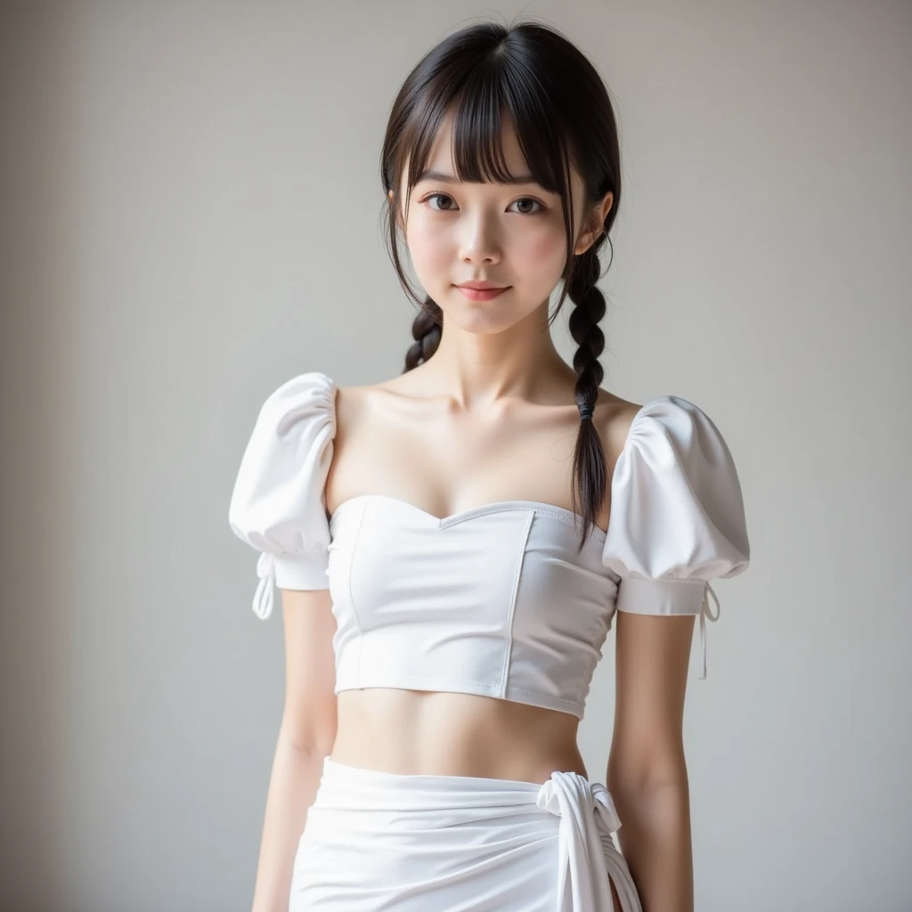 Japanese female, a lot of details, (underweight), 30 years old, detailed black hair, beautiful detailed hair, super fucking beautiful, delicate beautiful face, complex details beautiful and delicate eyes, perfect hands, (flat chest best quality:1.5), perfect and delicate limbs, detailed skin, best quality, ultra-detailed,(cheerful grin:1.2),
android 18, medium long shot, from below, white skirt, the best building,