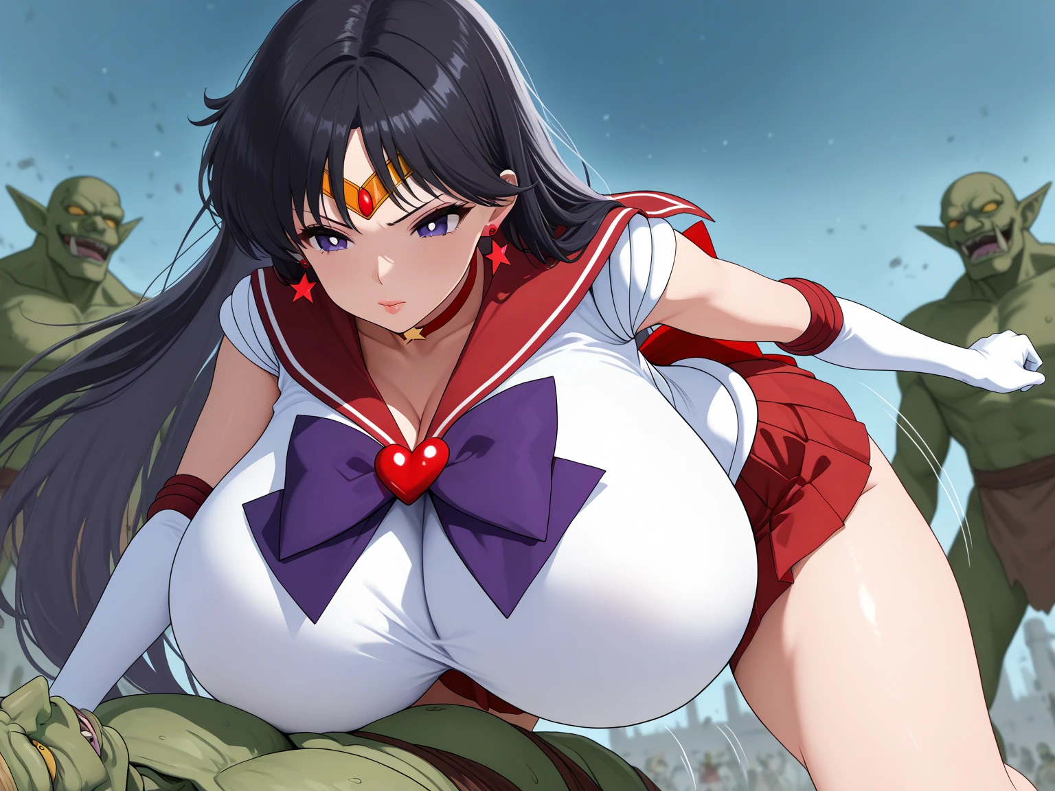 ((fullnude:1.5)), ((Highly detailed facial and skin texture:1.3)), 二重まぶた,NSFW, Solo, viewer, (in the Prison:1.2)、 (Slave collar woman:1.2)、(shinny skin:1.2)、(​masterpiece:1.3)、(top-quality:1.3)、(4K:1.1)、(1girl in)、(super gigantic breast:1.5)、a wet body、(Photorealsitic:1.3)、(cowboy  shot)、Hyper-detailing、finedetail、(teats:1.1)、(thick thight:1.2)、Glamorous、abdominals、(tattoo on crotch:1.2)、Looking at the camera、Facing the front、(Perfect figure:1.2)、(tiptoeing)，(Opening legs)，(crouching down:1.2)、(hand behind head:1.2)、(Detained)、A detailed eye、((Sailor Moon:1.2))、(Ami Mizuno:1.5)、(short-haired:1.2)