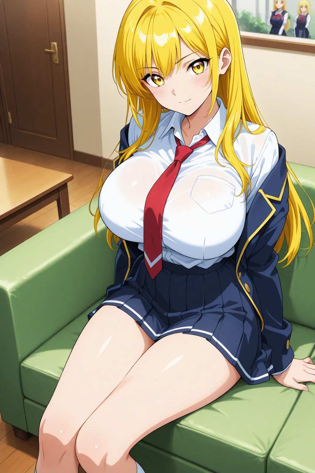 (((Spread your legs、Shooting from below))、(((Accentuate your breasts、Shiny underwear)))、Highest quality, 8k, masterpiece :1.3)), whole body, Sharp focus :One Girl,Glowing Skin,SSexy pose,Highest quality,Tabletop,shape,Very delicate and beautiful,Hmph,8k壁紙,wonderful,In detail,Official Art,Very detailedなティッカーUnity 8k壁紙,Unbelievably ridiculous,Large file size,Very detailedな,High resolution,Very detailed,Beautiful detailed girl,Realistic,X-ray,The queue is full,(((Uniform Blazer、mini skirt)))、(((Big Breasts、Long golden hair)))、(((School、Health Room、classroom)))、Stand upright、Cleavage , ((Long blonde))、Uniform Blazer、exy pose、Hairstyle: Long hair、Shizuka Kisukawa