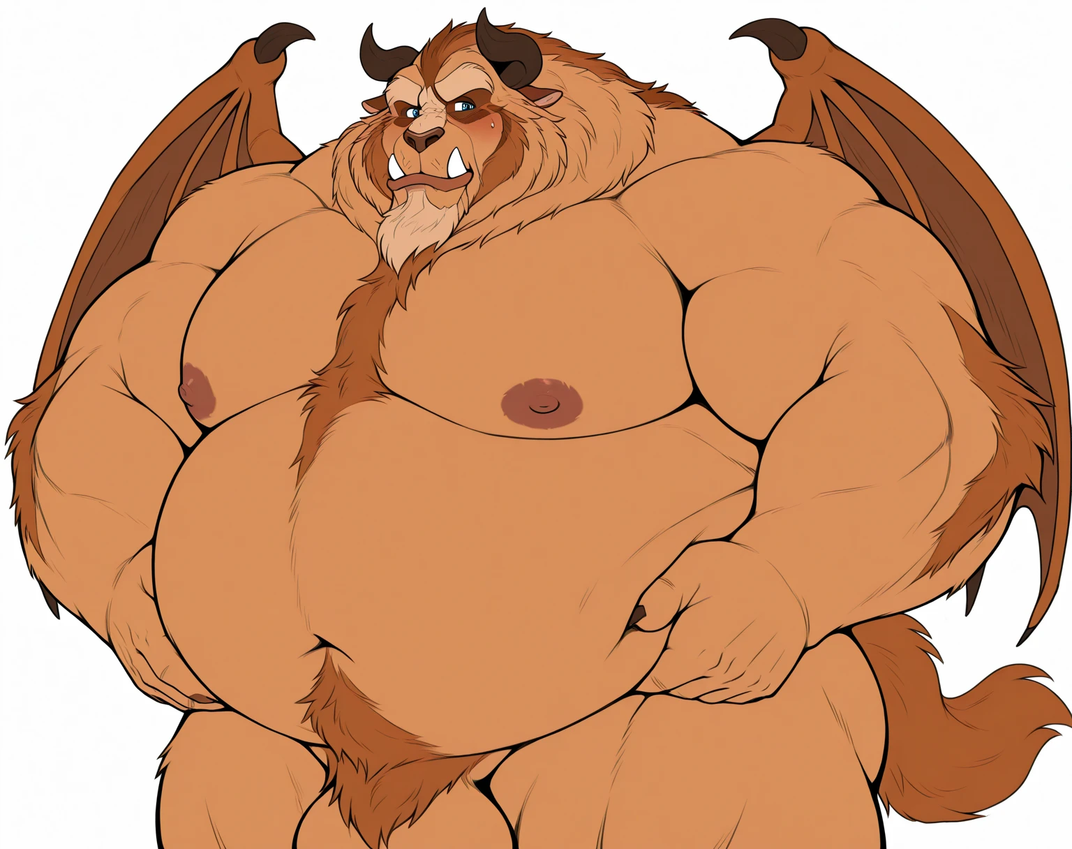 Fat Huge Daddy Furry Raichu Bigger belly and large chunky body wearing Black Shorts and sitting on the sofa and a big red hairy Beard 