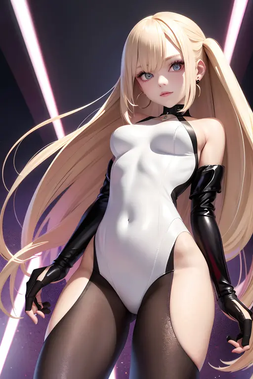 optimum,tmasterpiece,A high resolution,best qualtiy,hyper HD,super detailing,Award-Awarded,16k,独奏,(The upper part of the body),anatomy correct,Beautiful cyberpunk girl,Ex Machina,cute face,high light,Gradient Beige Hair,Hairline,((Scarlet eyes)),long eyelasher,Hanging eye corners,White skin of the,(small boobs),(Slim body),((fur-trimmed_coat)),((high-waist_Skirt)),(),ear studs,(neck rings),(Laser material clothing:1.2)