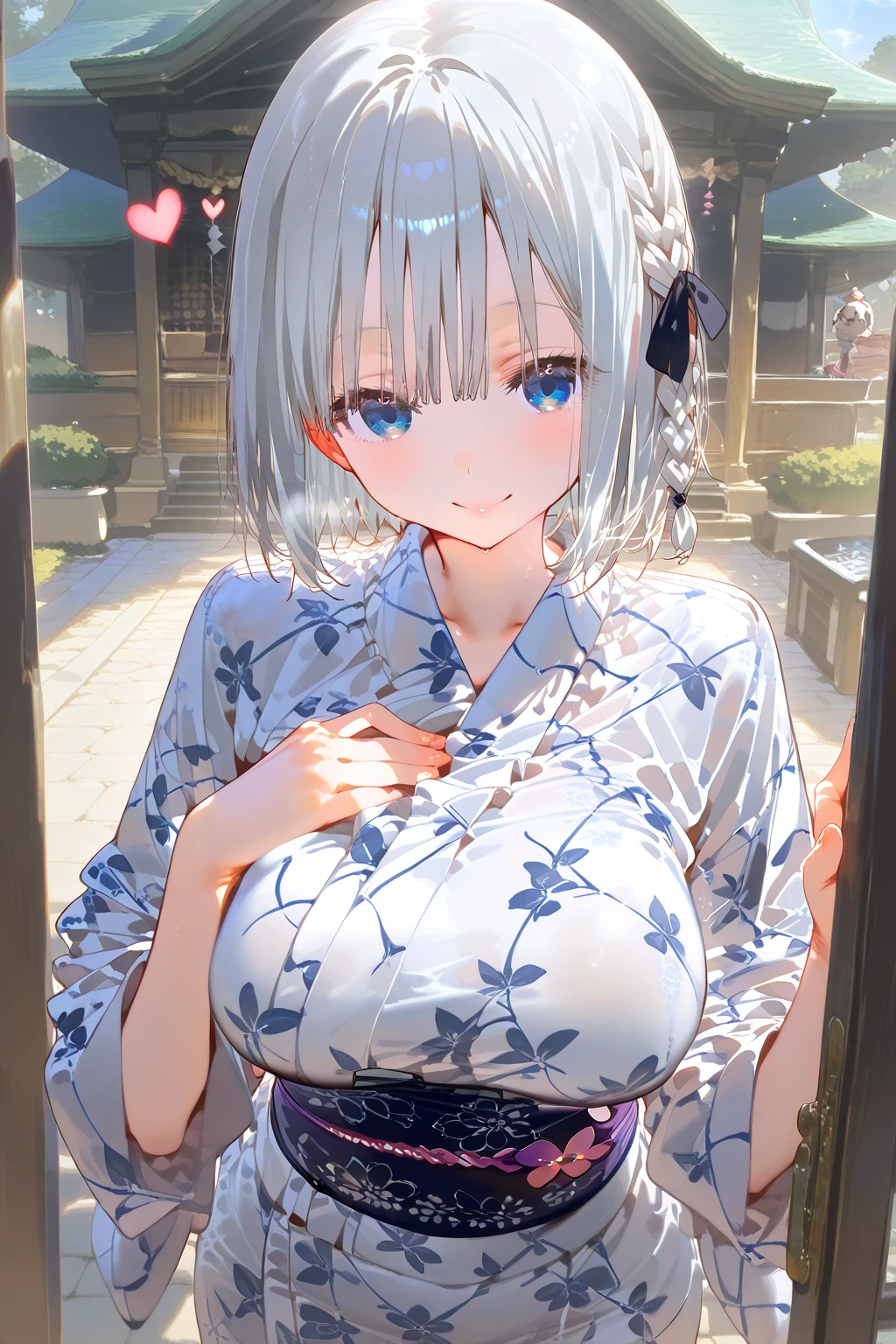 1girl in, hair bobbles, a 28 year old girl, Beautiful and Delicate Face, Stereograms, Exact ratio, Japan Person Model, fair white skin, Long legged, Best Quality, 8K, Super Detail, Authentic Skin, Skin Details, Beautiful eyes, Atmospheric perspective, MASTERPIECE, Full of embarrassment, anaglyph, solid circle eyes, ear blush, surrealism, drop shadow, Perfect Hands, Perfect Legs, Slimed, Japanese Girl, Beautiful Hair, smile, smiling eyes, LARGE BREASTS, BIG BREASTS, HUGE BREASTS, NSFW, Cum in Chest, Cloudy Liquid, Tits Fuck, Lying on Your Back, POV, Tits Out, Paizuri, Breast Squeezing, open mouth, Izayoi Sakuya