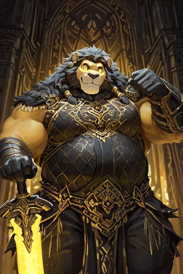 uploaded to e621.net, masterpiece, 8k, hyena woman, matriarch, female, beige fur, spots, gray hair, buff, muscular, barbarian queen, (leather clothing:1.3), wooden throne, wooden keep, primitive room, stone room, seated, casual posture, buff, muscular, massive, bodybuilder, (huge breasts:1.2), nipple outline, covered breasts, laughing, crowded, supplicants, worshipers, by darkgem,