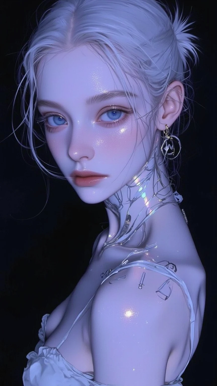Portrait, (beautiful female alien:1.2), (she has red eyes with no pupils:1.8), (Translucent skin:1.7), (There is a female genital-like organ in the middle of the forehead:1.9), (The most beautiful face in the history of the universe:1.2),an evil gaze that seduces, (large mouth:1.1), (sharp teeth like a vampire:1.2), Full body like, (bio luminescent:1.5), (Smile wickedly:1.3), (sexypose:1.5), alien, No humans, cells are fused, (Lots of translucent tentacles:1.3) extraterrestrial, cell, bio image, Best Quality, 8K,4K_quality, High Definition, Dramatic Lighting, masutepiece:1.5,cinematic quality, detail up, (Intricate details:1.2), High resolution, High Definition, drawing faithfully, (Thick eyebrows:1.2), Beautiful eyes with fine symmetry,(Highly detailed face and eyes:1.2), Intimate face, (Super detailed skin quality feeling:1.4), Perfect Anatomy, (Beautiful toned body:1.5), (Moist skin:1.2), No makeup, (dark circles:1.1), long canines, cinematic drawing of characters, ultra high quality model, cinematic quality, detail up, (Intricate details:1.2), High resolution, High Definition, drawing faithfully, Official art, Unity 8K wall , 8K Portrait, Best Quality, Very High resolution, ultra detailed artistic photography, midnight aura, unreal enginee 5, Ultra Sharp Focus, art by alberto seveso, ArtGerm, Roisch, intricate artwork, best quality, masutepiece, ultra High resolution, (photos realistic:1.4), Ultra-realistic realism, dream-like, nautilus, Creation of fantasy, Snail, Dream Snail, biopunk nautilus, Thrilling color schemes, Ultra-realistic realism, seductively smiling, Blue tentacles,
