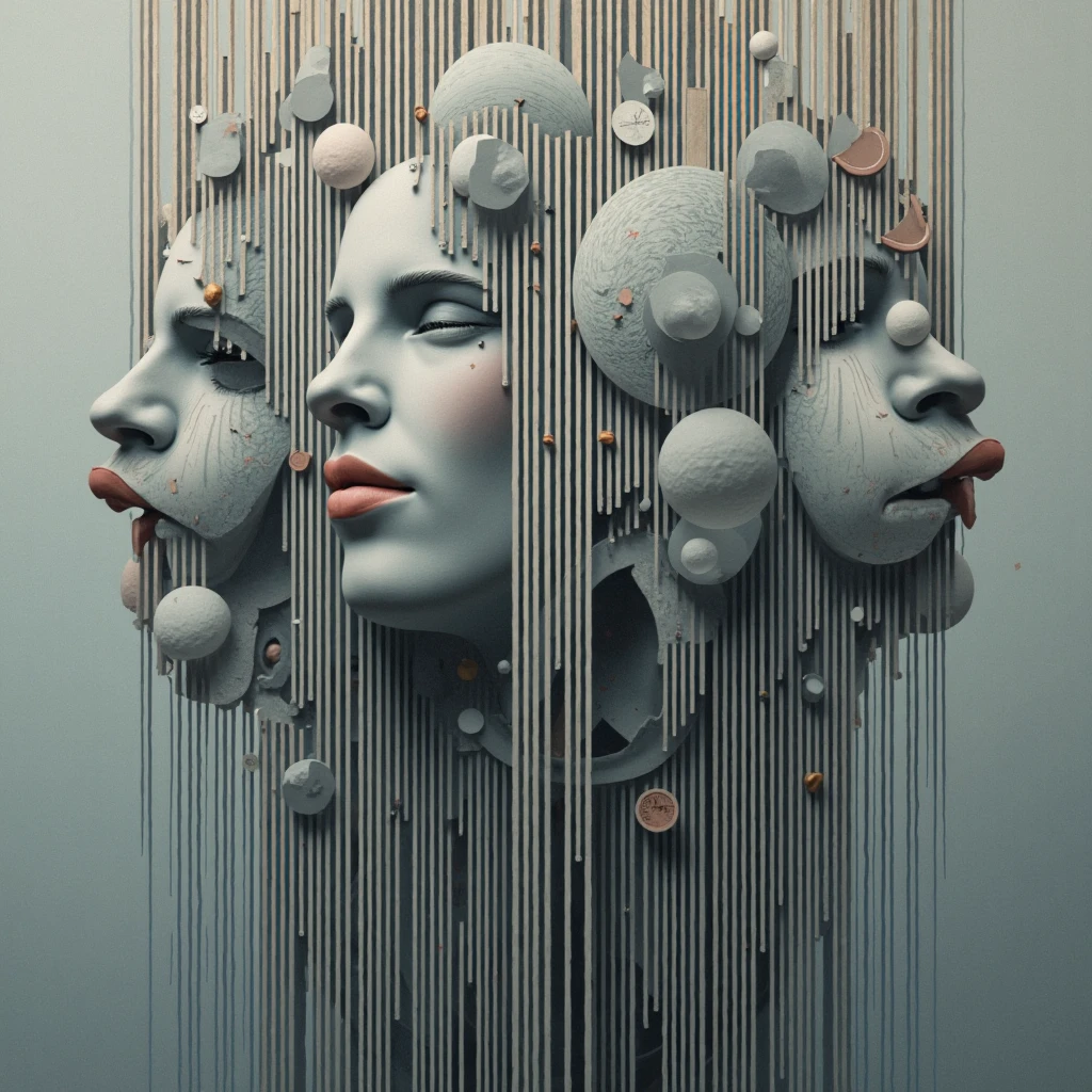 Unconventional 3D rendering works of art that no one would have thought of, innovation, depictions that touch the human psyche, unrealistic virtual spaces, near future, science fiction, high definition, high quality, delicate details, unparalleled beauty, 4D