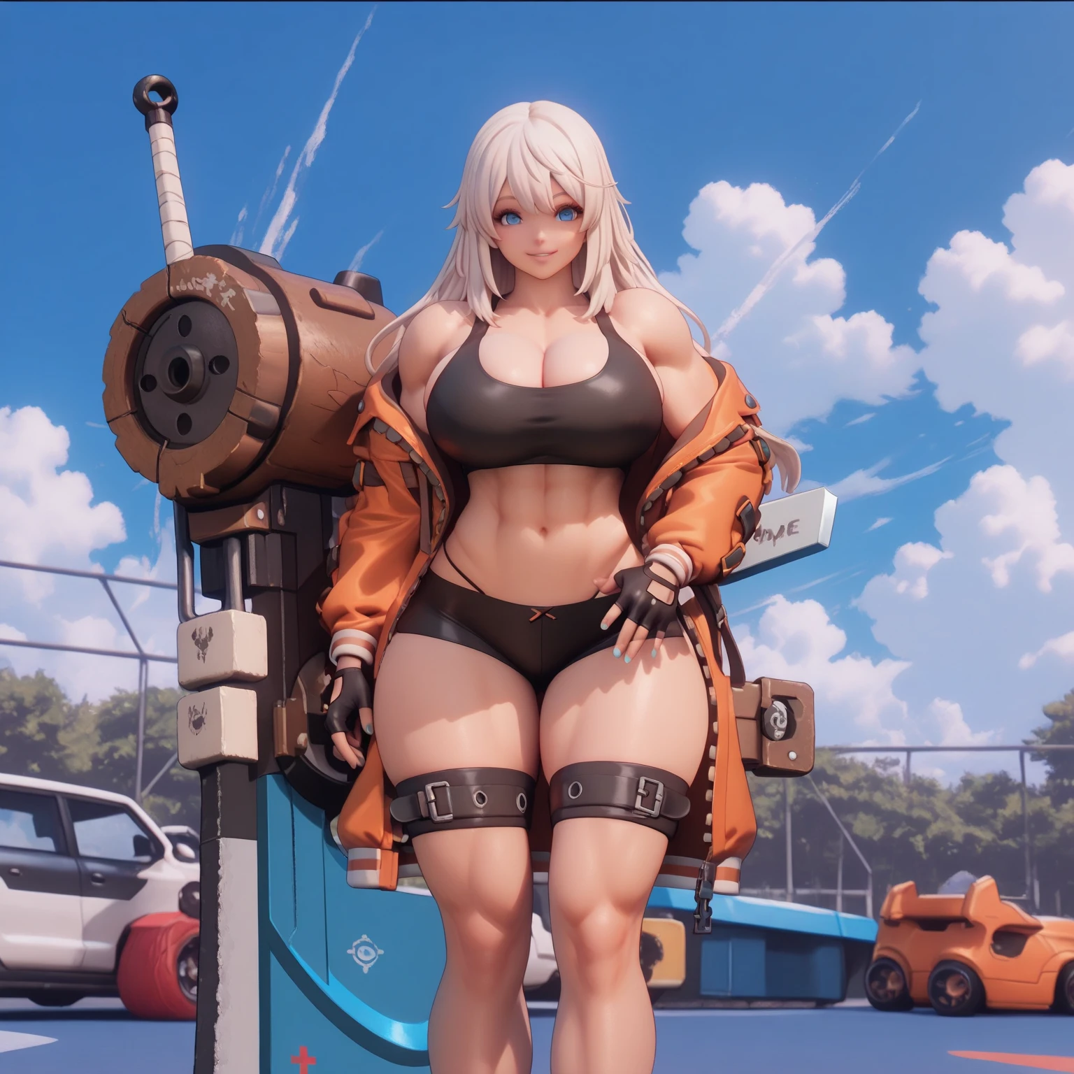 Huge breasts, erection