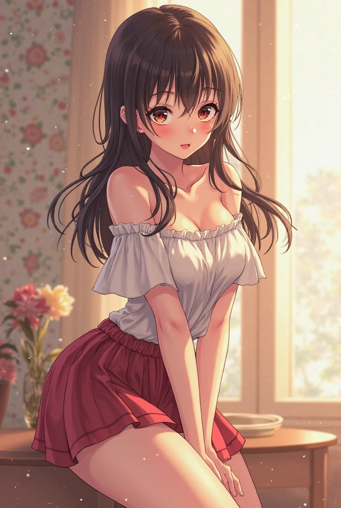 Japanese girl in a fluttery miniskirt