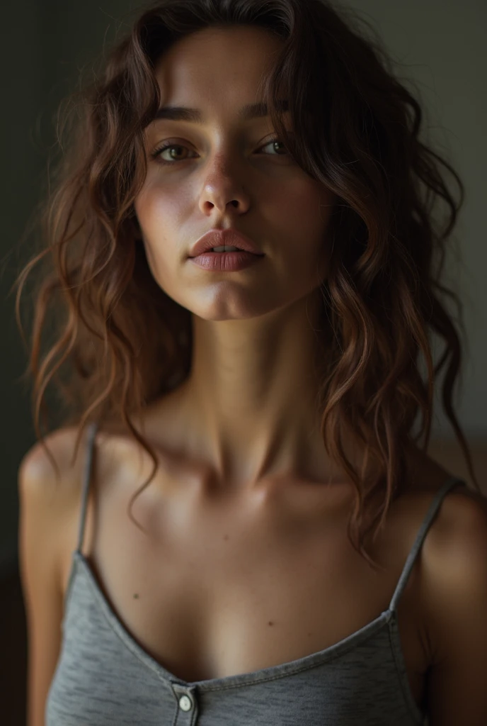 (close-up, editorial photograph of a 30 year old woman), (highly detailed face:1.4) (smile:0.7) (background inside dark, moody, private study:1.3) POV, by lee jeffries, nikon d850, film stock photograph ,4 kodak portra 400 ,camera f1.6 lens ,rich colors, hyper realistic ,lifelike texture, dramatic lighting , cinestill 800, wavy hair, closed mouth smile, black hair, green eyes, freckles, white skin, thelema, scarlet woman, Babalon, Lilith, goddess of magic and night, dark moon, full body, muscular body, sweat body, sweat hair, shower, naked