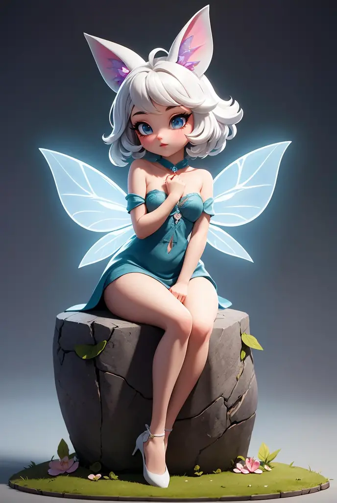 (masterpiece, best_quality, ultra-detailed, immaculate:1.3),epic,illustration,render,volumetric lighting,welcoming,gray Rhododendron faerie,fox ears,see-through gossamer,in a Roman,ancient landscape,bombshell hair,white hair,Deep Side Part,bombshell hime cut,crossed ankles,
