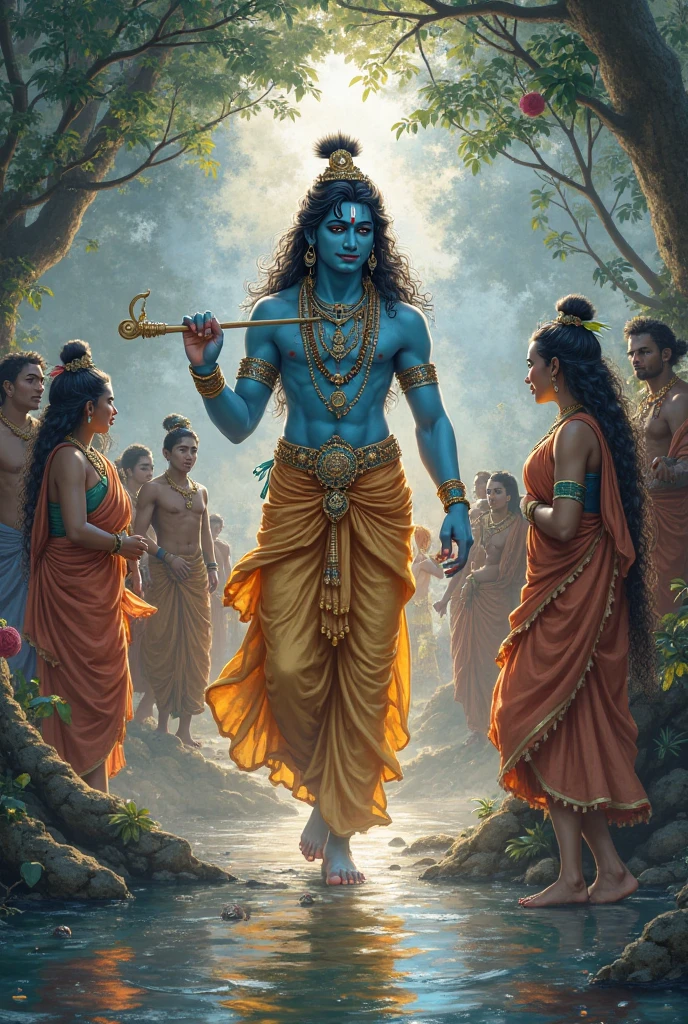 Lord krishna leaving vrindavan show villagers also