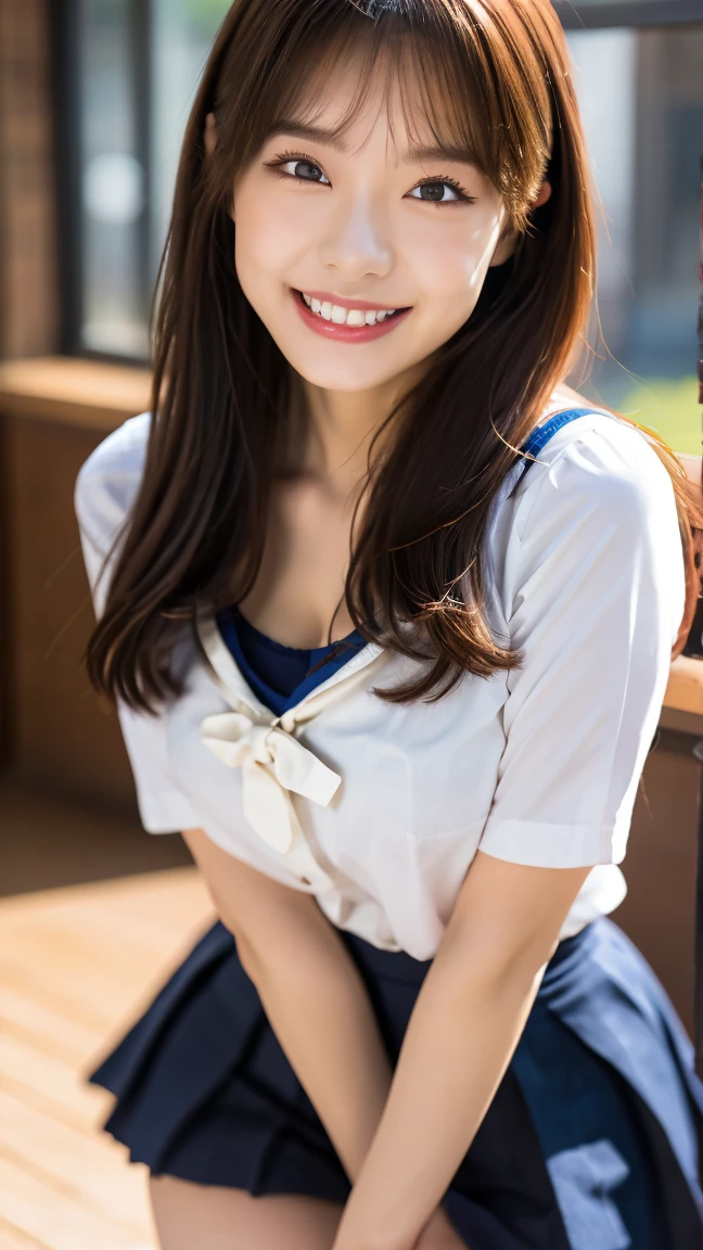 (Happy expression on face:1.26)、Raw photography、(((Ultimate Beauty Full Body Shooting)))、((glistning skin))、女の子1人、17-year-old beautiful girl in Prague、bright expression、((brown haired))、Girl in sweatshirt、plaid pleated skirt、View from the floor、(Long stockings or pantyhose)、(up skirt)、Legs open、Crouch down、Counterpoint Shot、((ultra-detailliert))、(Perfectly detailed face)、(Detailed hand)、(detailed finger)、(Good human anatomy)、Photorealistic images、((masterpiece、top-quality、ultra-detailliert、Film Light、intricate-detail、hight resolution、ighly detailed))、细致背景、8KUHD、Digital SLR、Soft light、hightquality、Film grain、FujifilmXT3 、Shallow depth of field、natural soft light、Kamimei、